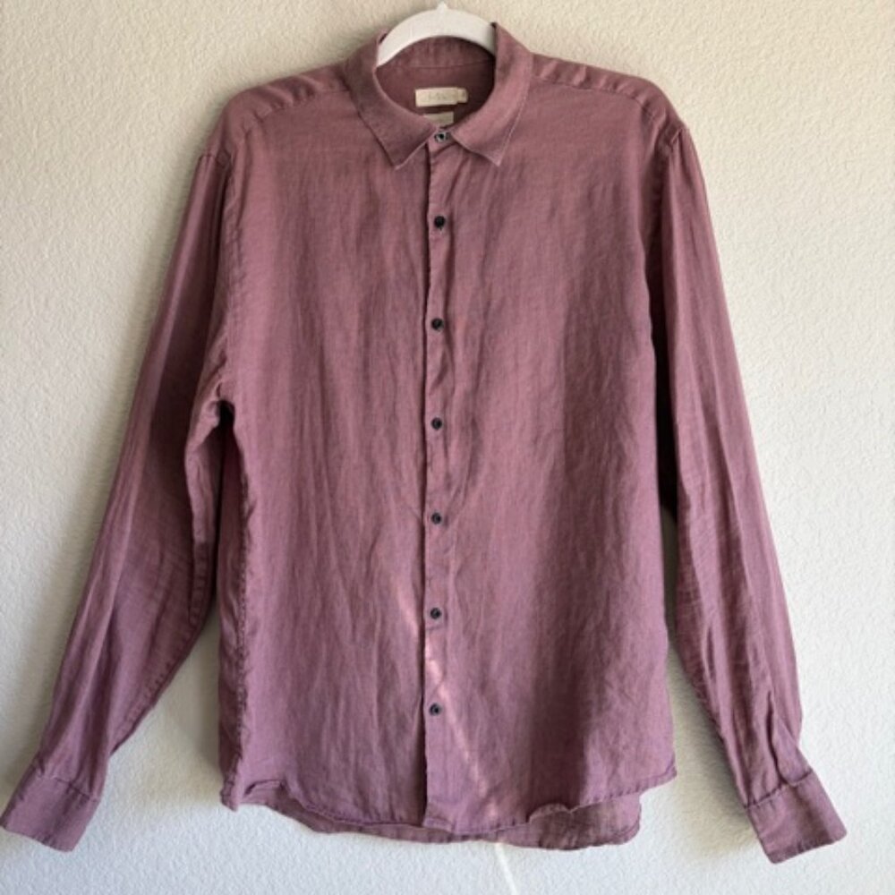 Men's Casual Long-Sleeve Button-Down Shirt in Mauve